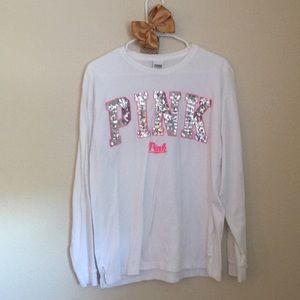Victoria Secret Pink white long sleeve tee